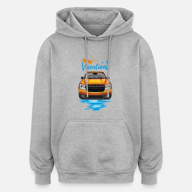 Vacances en camionnette - Sweat à capuche oversize unisexe - gris chiné
