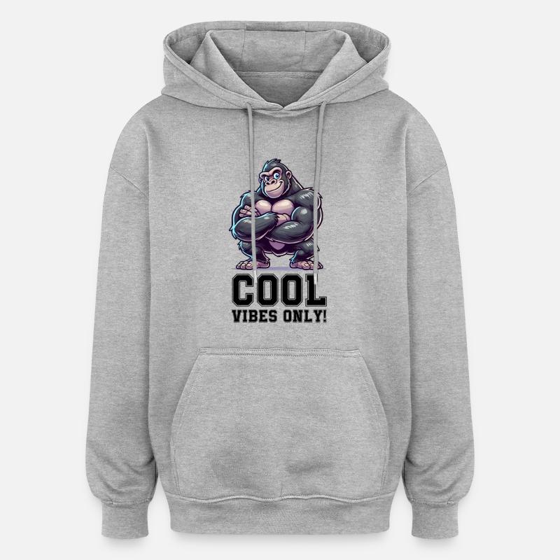 Gorille Drôle Cool - Sweat à capuche oversize unisexe - gris chiné