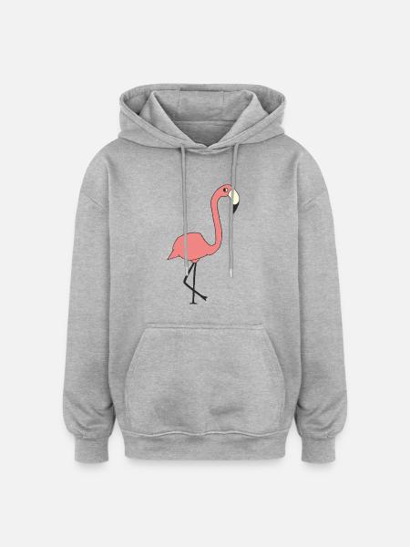 Flamant - Sweat à capuche oversize unisexe - gris chiné