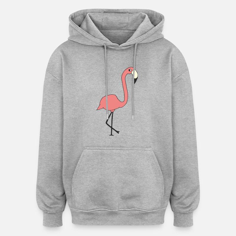 Flamingo - Oversized Unisex Hoodie - heather grey