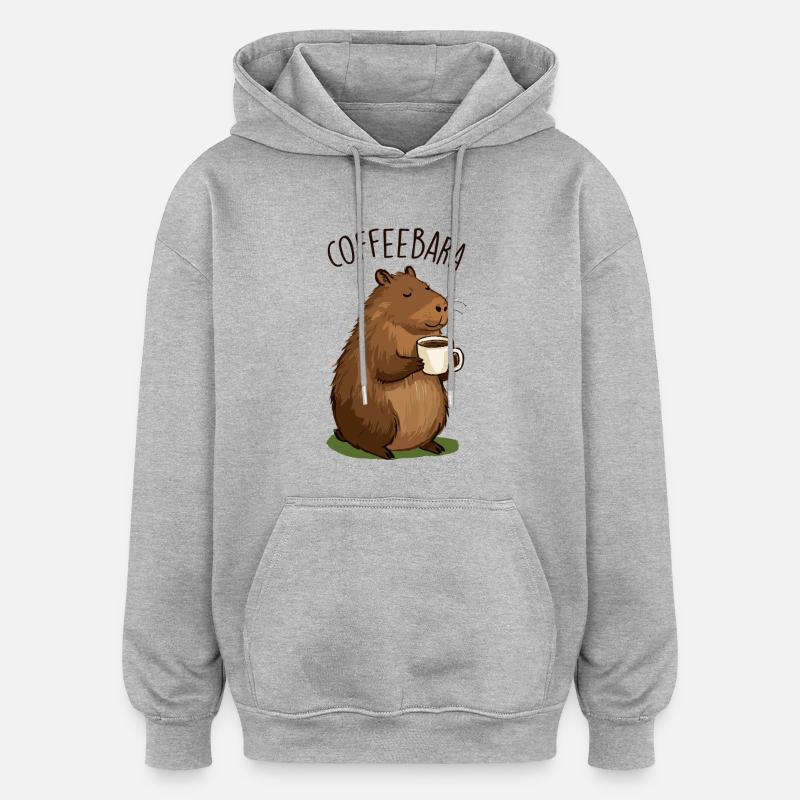 Cafébara - Sweat à capuche oversize unisexe - gris chiné