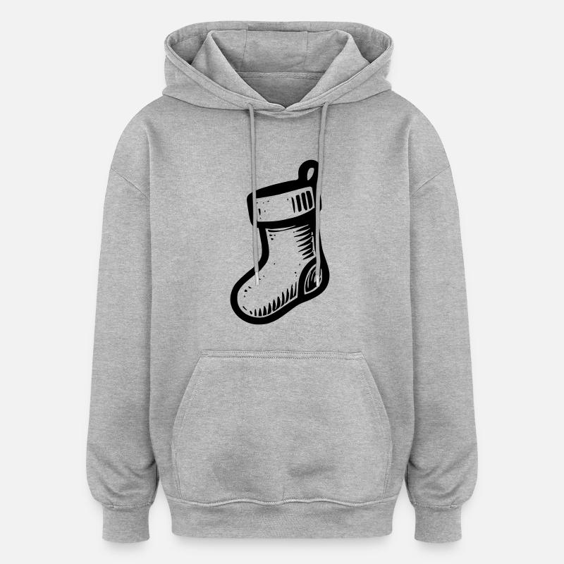 Chausson de Noel - Sweat à capuche oversize unisexe - gris chiné