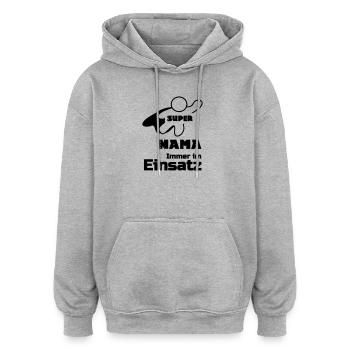 Super Mama Mutter Muttertag Familie Geschenk - Oversized Unisex Hoodie - Grau meliert - Vorne - Noah (186cm)