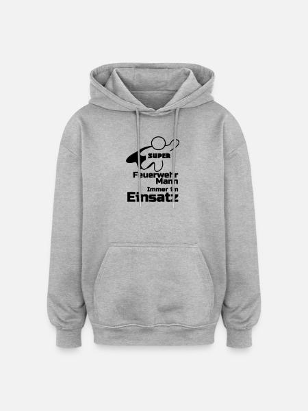 Super Feuerwehrmann Geschenk - Oversized Unisex Hoodie - Grau meliert