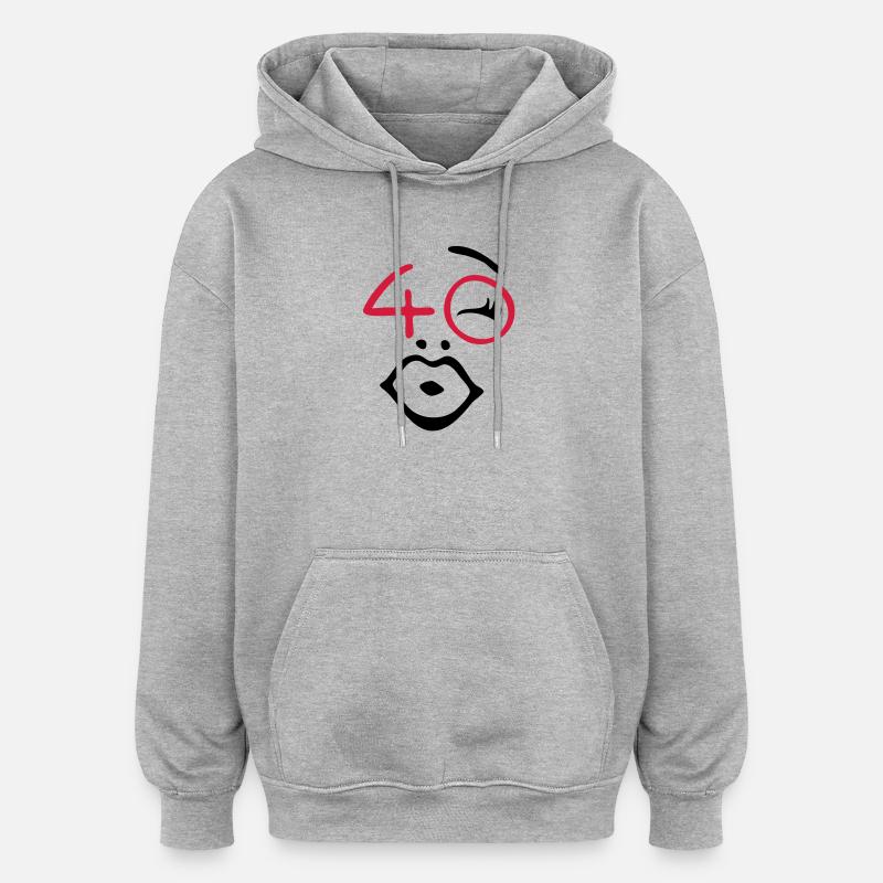 Wow, endlich 40 ! - Oversized Unisex Hoodie - Grau meliert