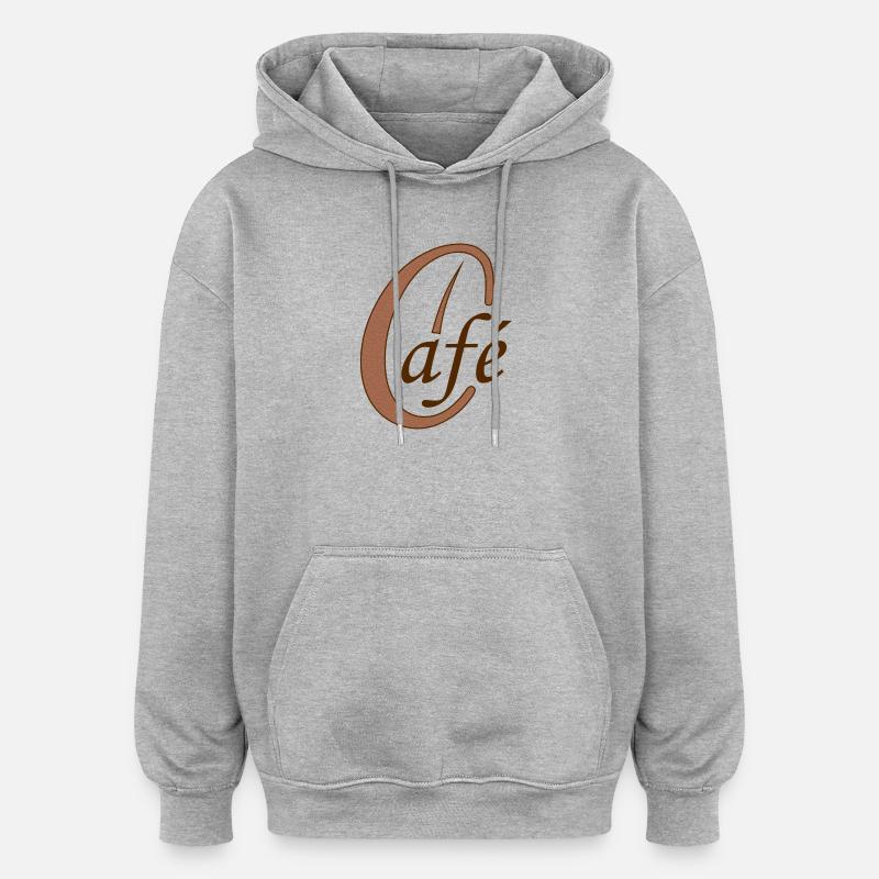 Café grain café café - Sweat à capuche oversize unisexe - gris chiné