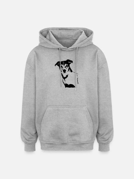 Jack Russell Terrier head - Oversized Unisex Hoodie - heather grey