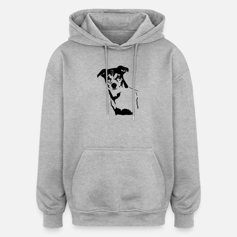 Jack Russell Terrier Kopf - Oversized Unisex Hoodie - Grau meliert