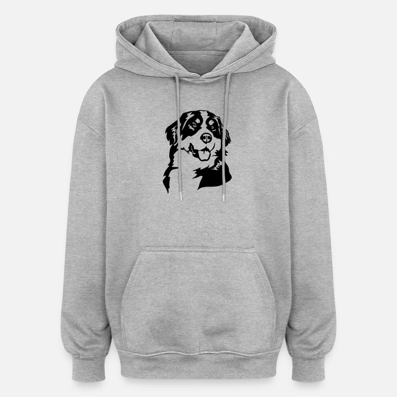 Tête de bouvier bernois - Sweat à capuche oversize unisexe - gris chiné