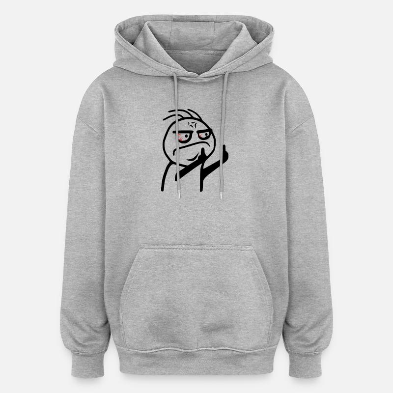 Mittelfinger Meme Fick dich Strichmännchen - Oversized Unisex Hoodie - Grau meliert
