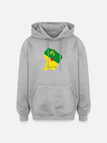 Guyane - Sweat à capuche oversize unisexe - gris chiné