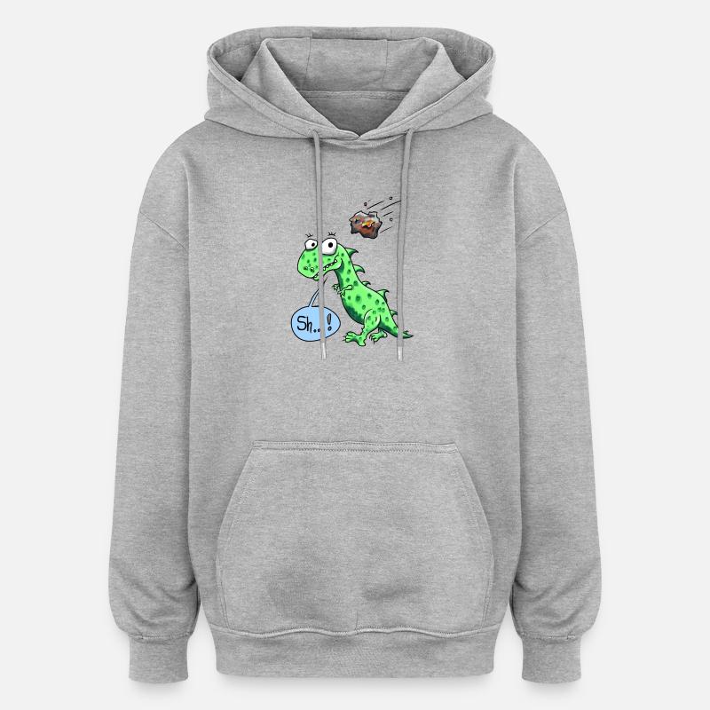 Dino mit Meteorit - Oversized Unisex Hoodie - Grau meliert