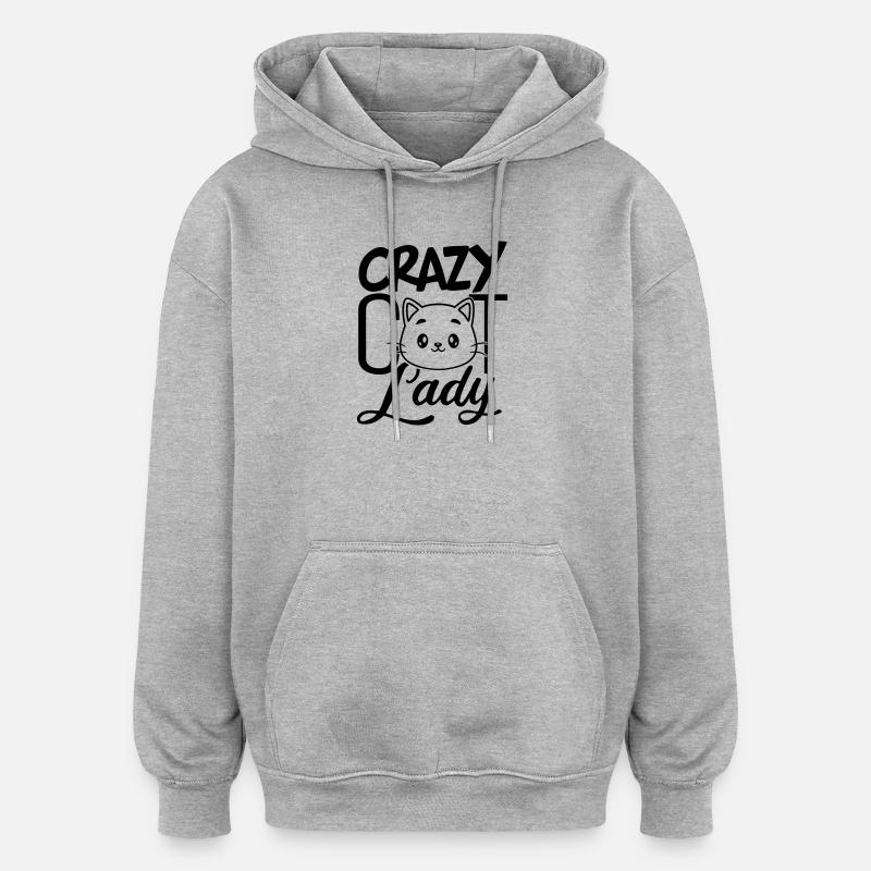 Fille folle de chat - Sweat à capuche oversize unisexe - gris chiné