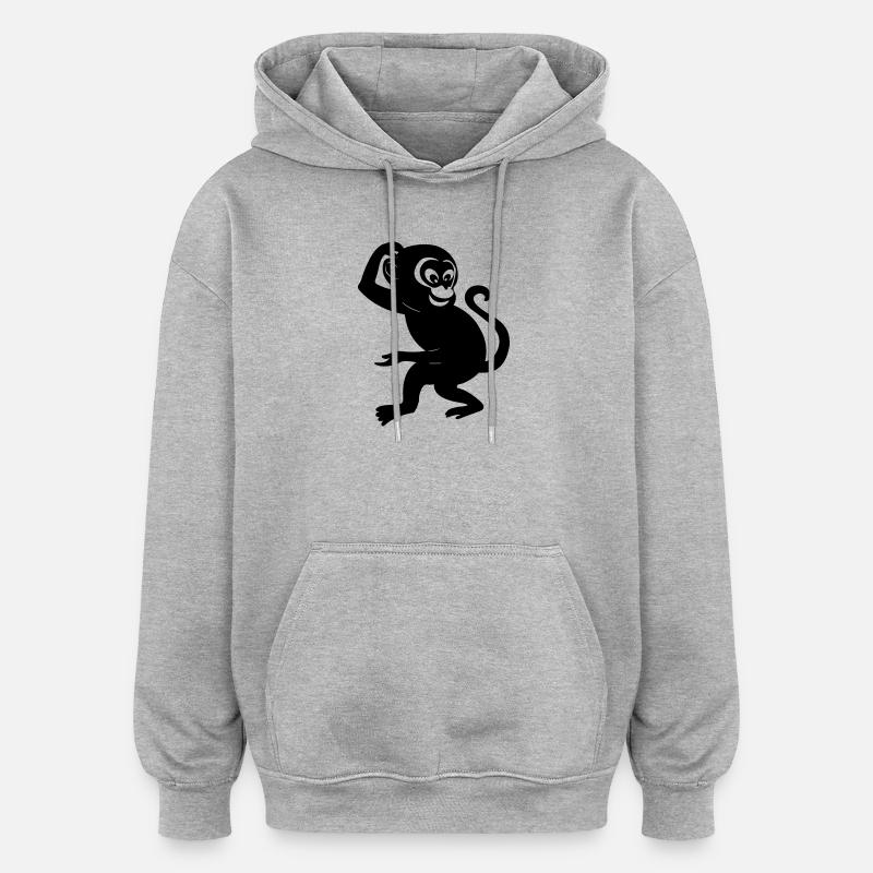 Figure d’ombre de singe - Sweat à capuche oversize unisexe - gris chiné