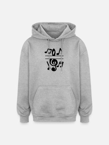 Music notes and key text banner - Oversized Unisex Hoodie - heather grey