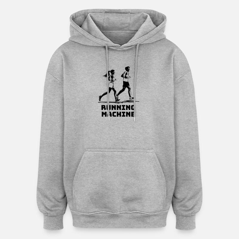 RUNNING MACHINE - Oversized Unisex Hoodie - Grau meliert