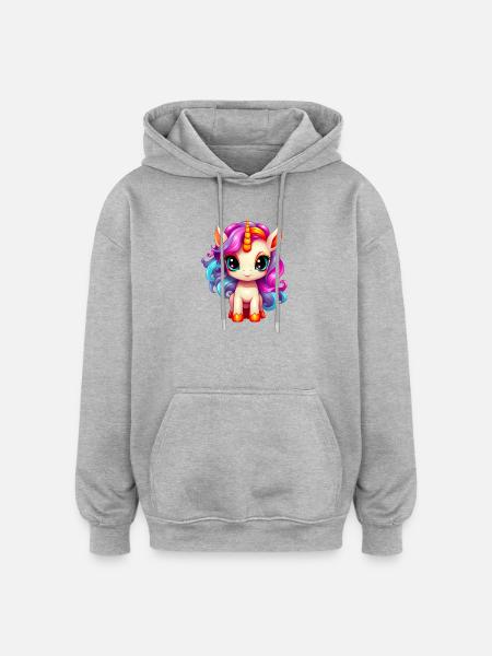 Bébé licorne - Sweat à capuche oversize unisexe - gris chiné