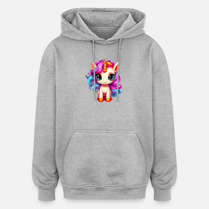 Bébé licorne - Sweat à capuche oversize unisexe - gris chiné
