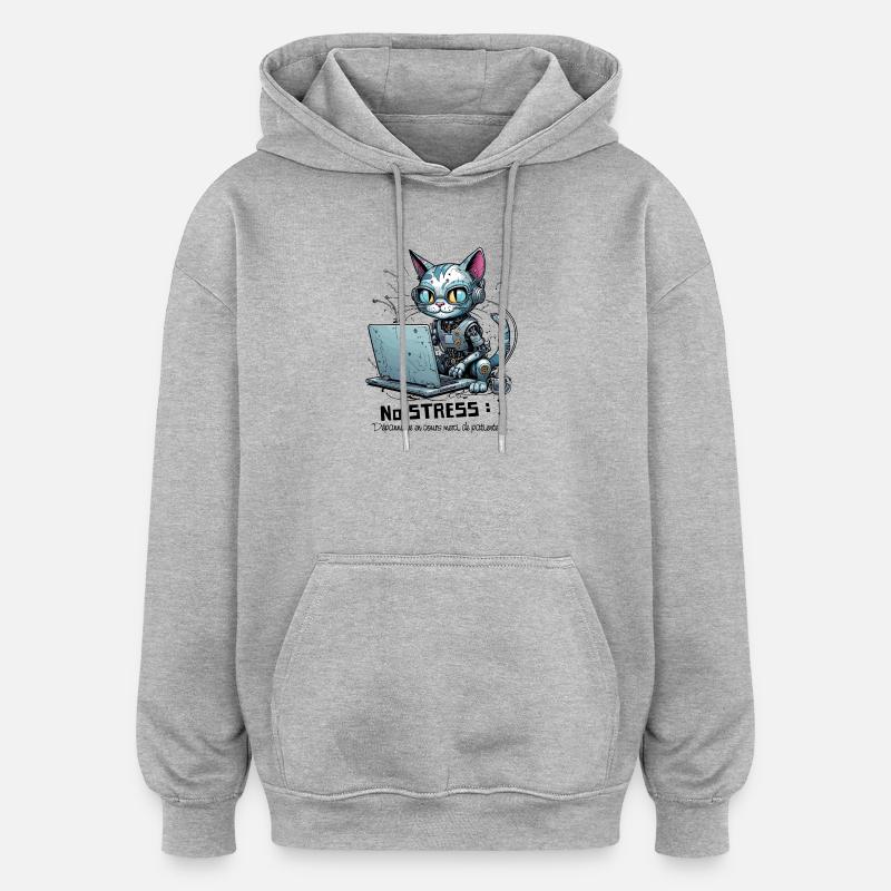 Geekiger Computer-Chat, Computer-Humor - Oversized Unisex Hoodie - Grau meliert