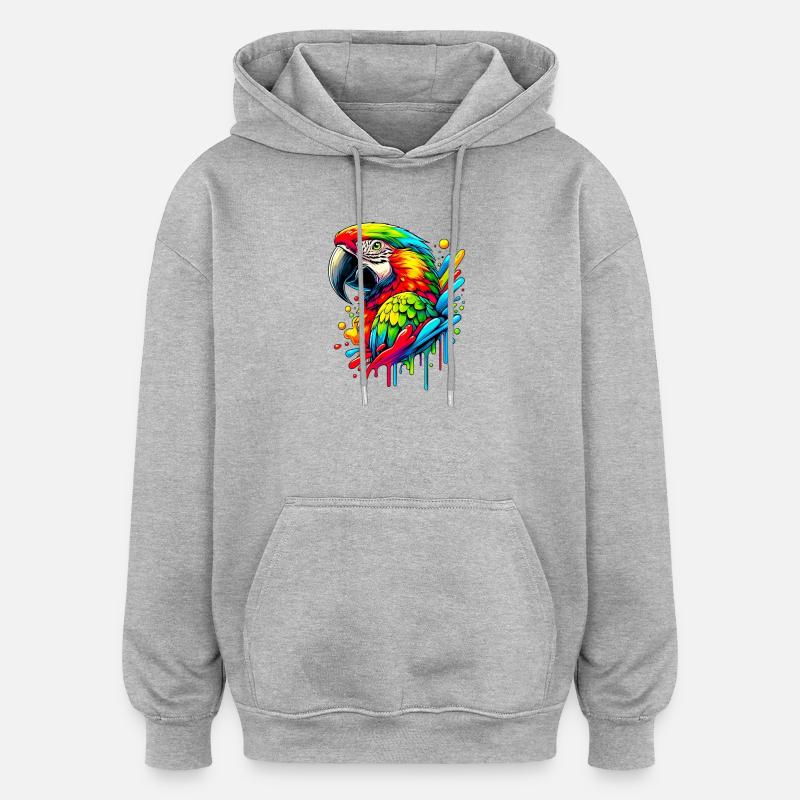 Perroquet - Sweat à capuche oversize unisexe - gris chiné