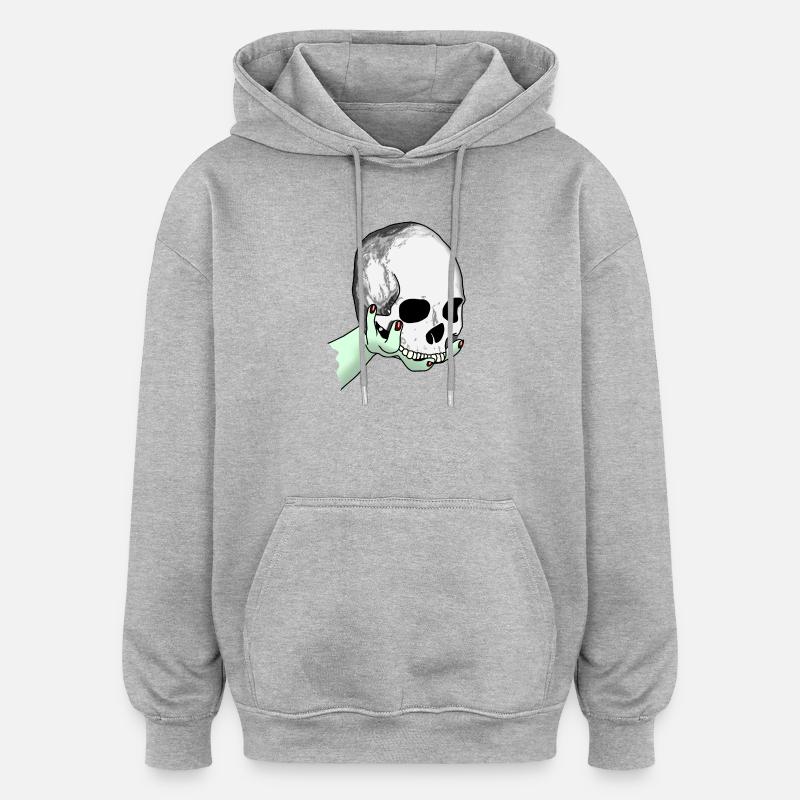 Le crâne est présenté - Sweat à capuche oversize unisexe - gris chiné