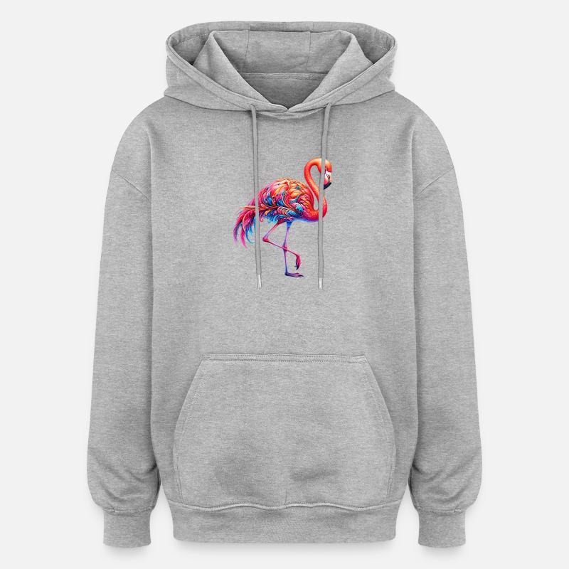 Flamant - Sweat à capuche oversize unisexe - gris chiné