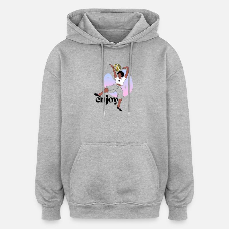 Disco Dancing Empreinte digitale Illustration - Sweat à capuche oversize unisexe - gris chiné