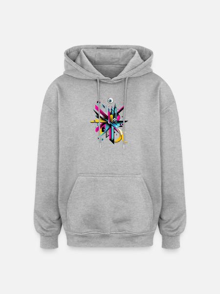 Urban cityscape with pop art accents - Oversized Unisex Hoodie - heather grey