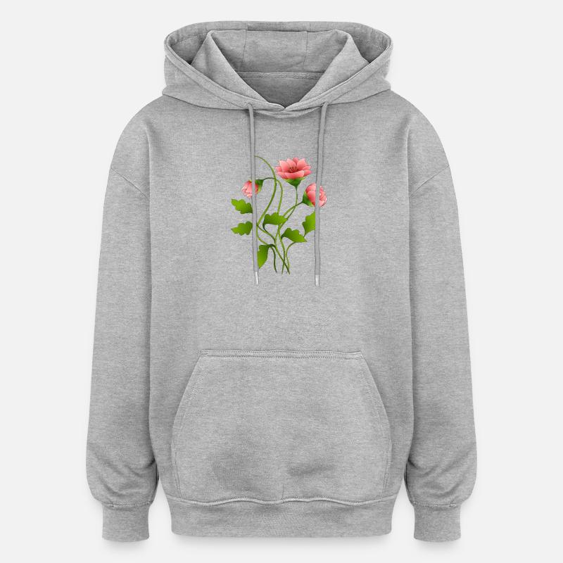 Blumen - Oversized Unisex Hoodie - Grau meliert