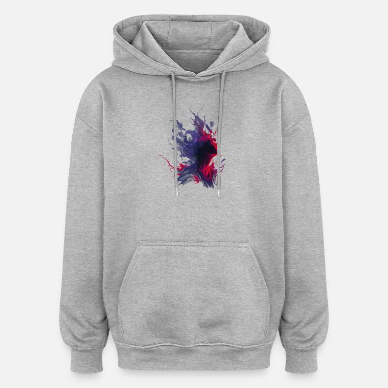 Passion_and_Shadow_Splash - Sweat à capuche oversize unisexe - gris chiné