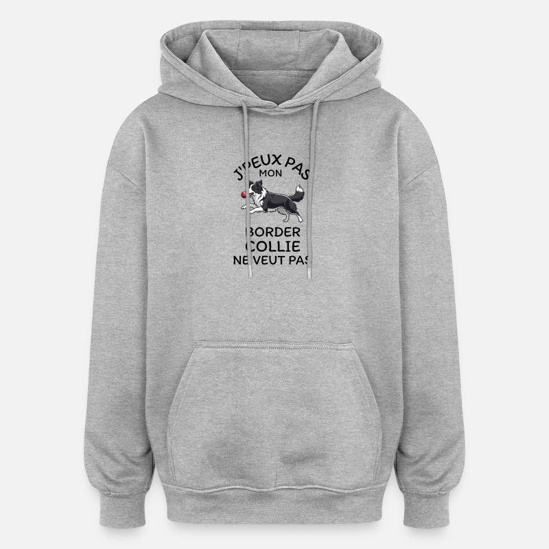 Chiot Border Collie Ball - Sweat à capuche oversize unisexe - gris chiné