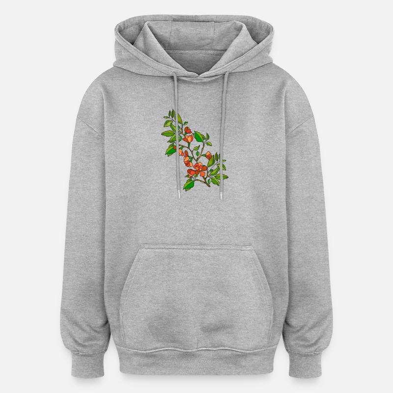 Fleur - Sweat à capuche oversize unisexe - gris chiné