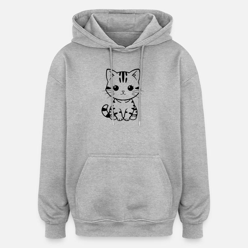 Cadeau de Noël Chat chaton Chat - Sweat à capuche oversize unisexe - gris chiné