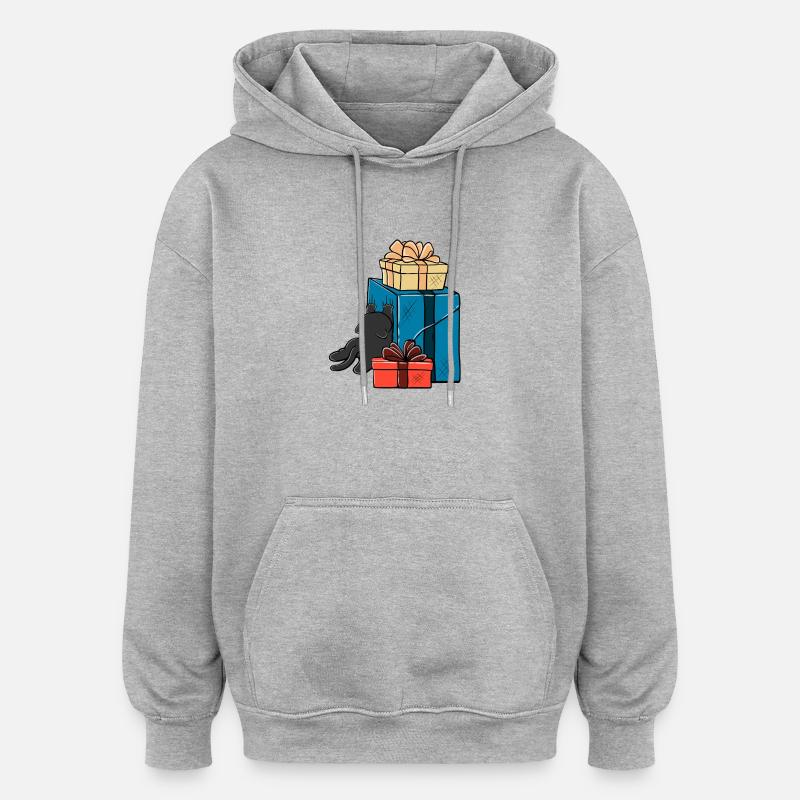 Cadeau chaos chat - Sweat à capuche oversize unisexe - gris chiné