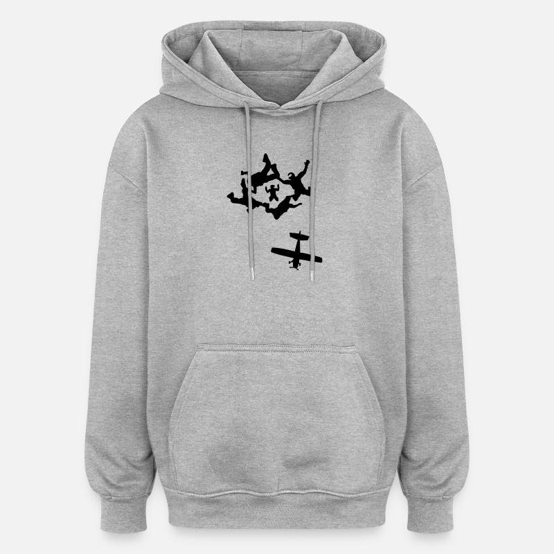 parachutisme - Sweat à capuche oversize unisexe - gris chiné