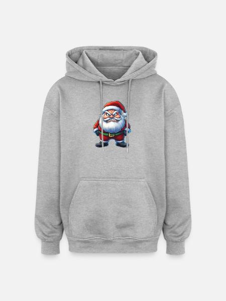 angry Santa Claus :) - Oversized Unisex Hoodie - Grau meliert