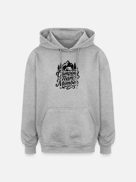 Camping Team Tent Mountains - Oversized Unisex Hoodie - heather grey
