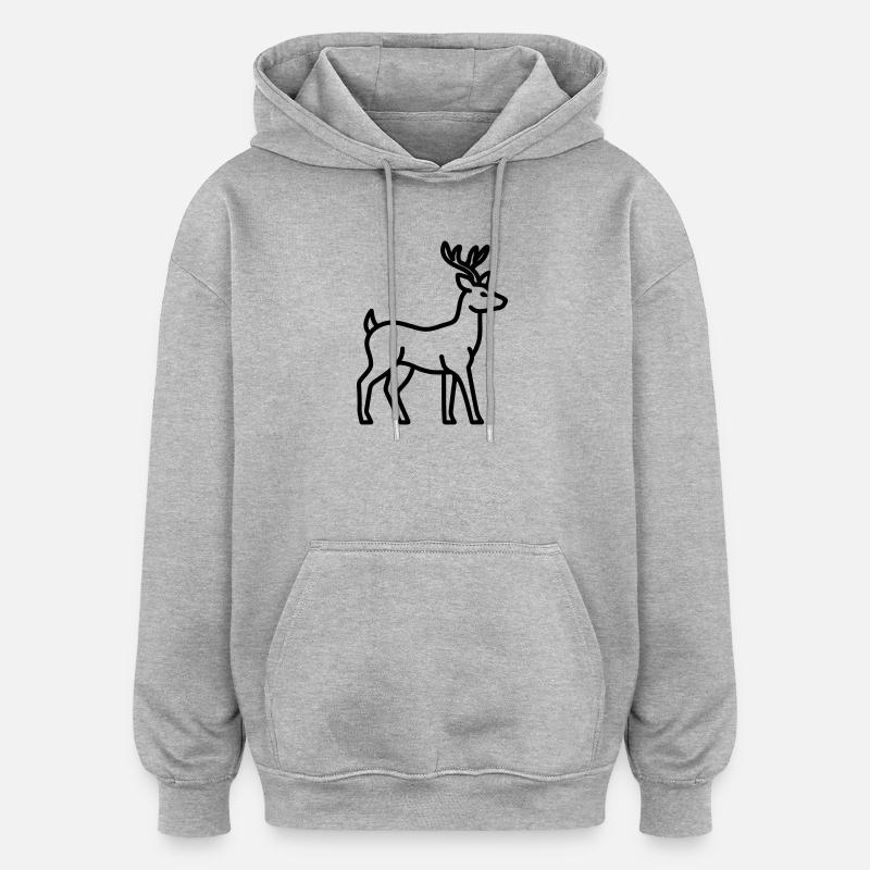 cerf - Sweat à capuche oversize unisexe - gris chiné