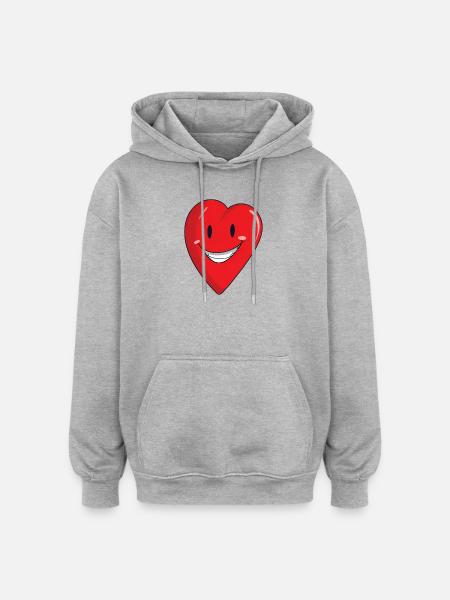 Fröhliches Herz mit Lächeln - Oversized Unisex Hoodie - Grau meliert
