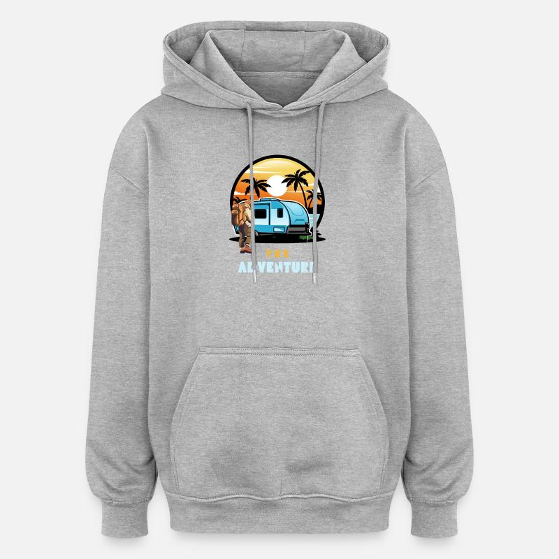 Die Abenteuerreise Caravan Sunset - Oversized Unisex Hoodie - Grau meliert