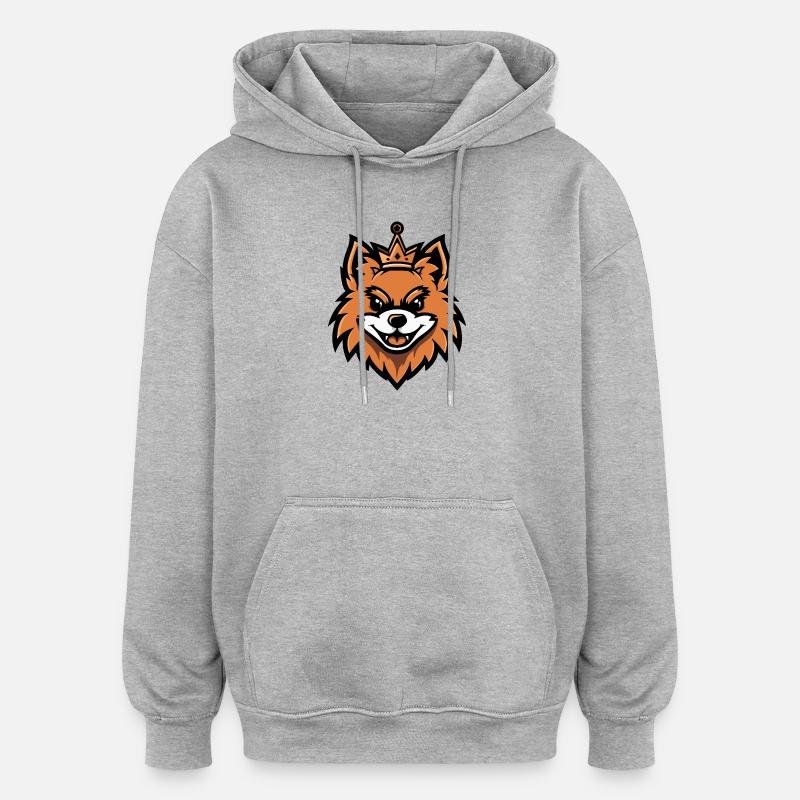 Couronne de chien de Poméranie - Sweat à capuche oversize unisexe - gris chiné