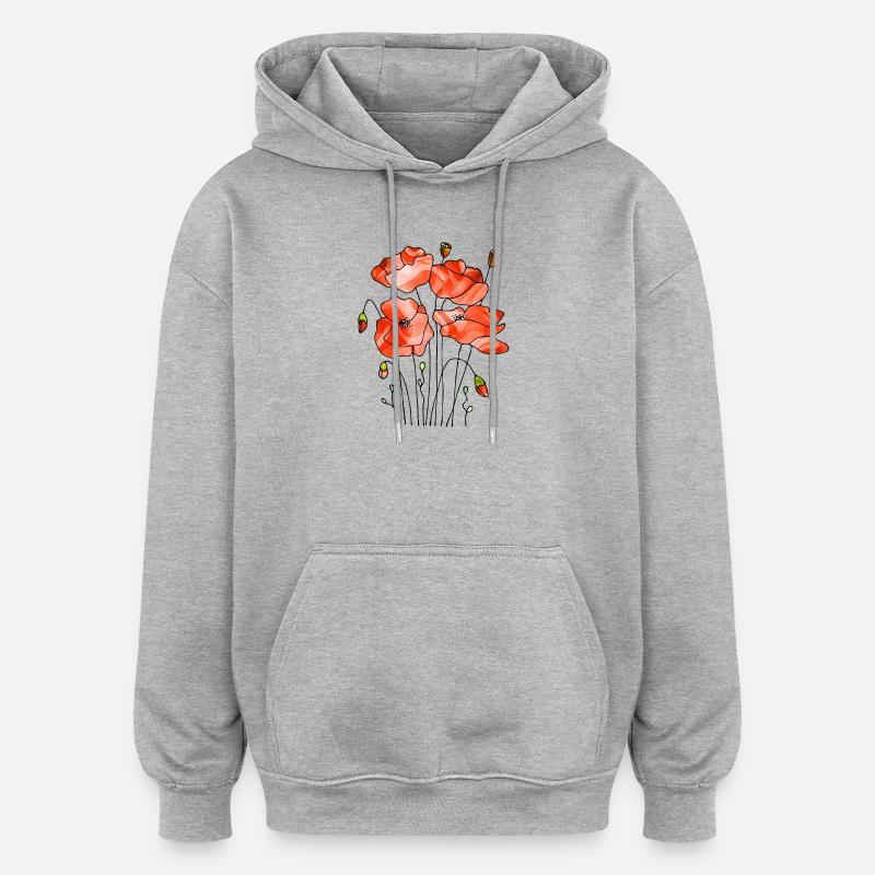 Blommor - Oversized luvtröja unisex - gråmelerad