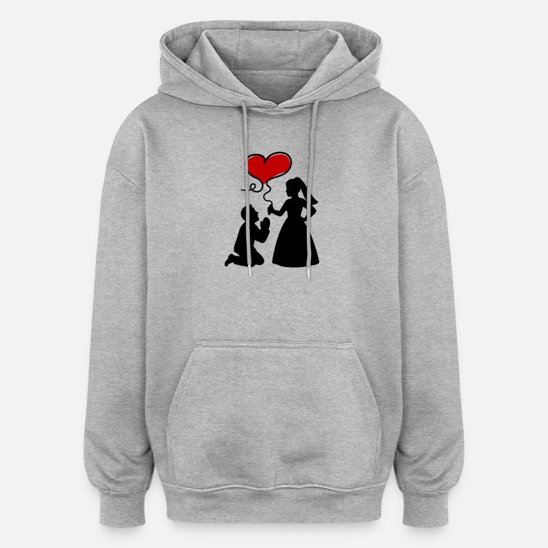 Mariage des mariés - Sweat à capuche oversize unisexe - gris chiné