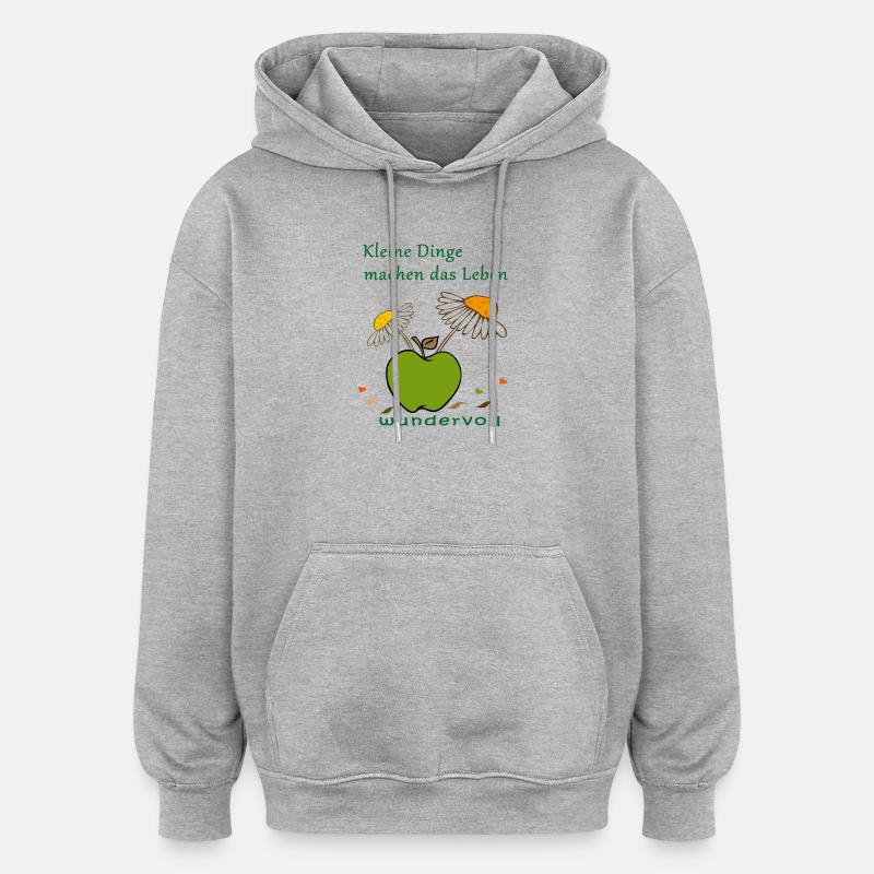 Apfel mit Kamellenblüten - Oversized Unisex Hoodie - Grau meliert