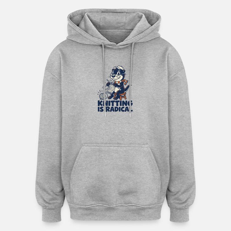 Loutre tricoteuse radicale - Sweat à capuche oversize unisexe - gris chiné