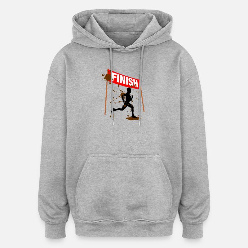 Finisher Course de Boue Hommes - Sweat à capuche oversize unisexe - gris chiné
