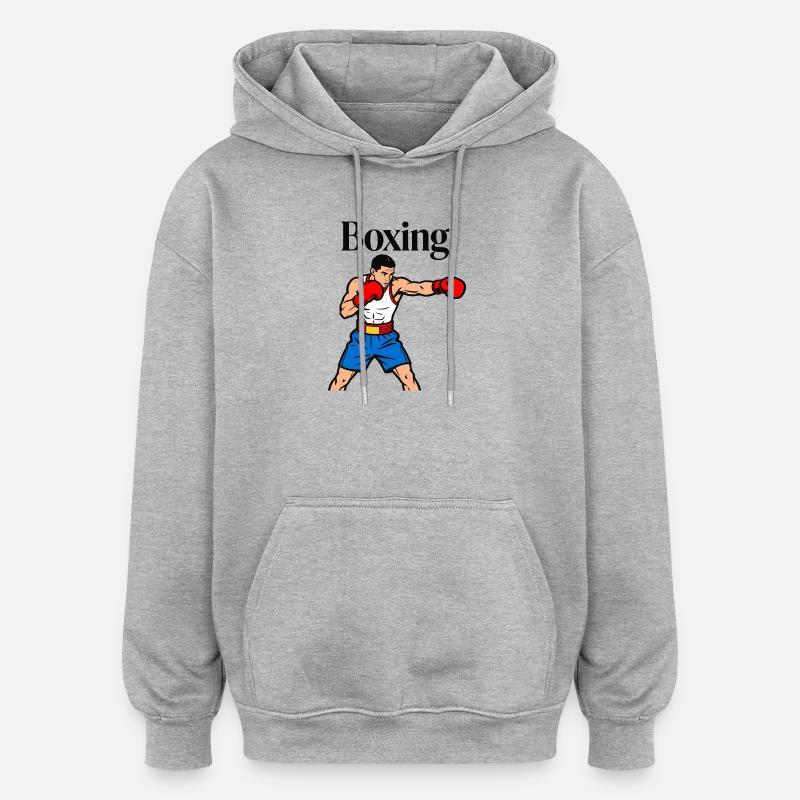 KO en boxe - Sweat à capuche oversize unisexe - gris chiné