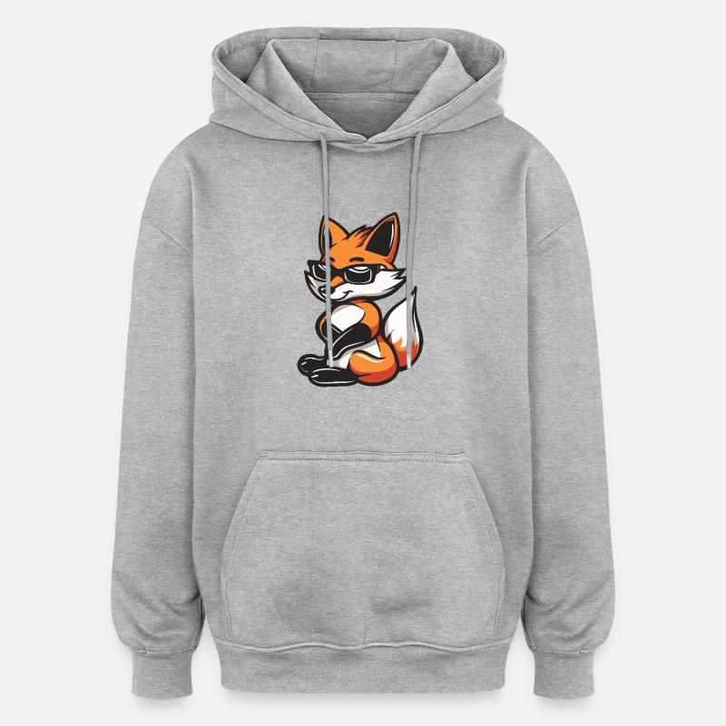 Fox Cool Comic - Oversized Unisex Hoodie - heather grey