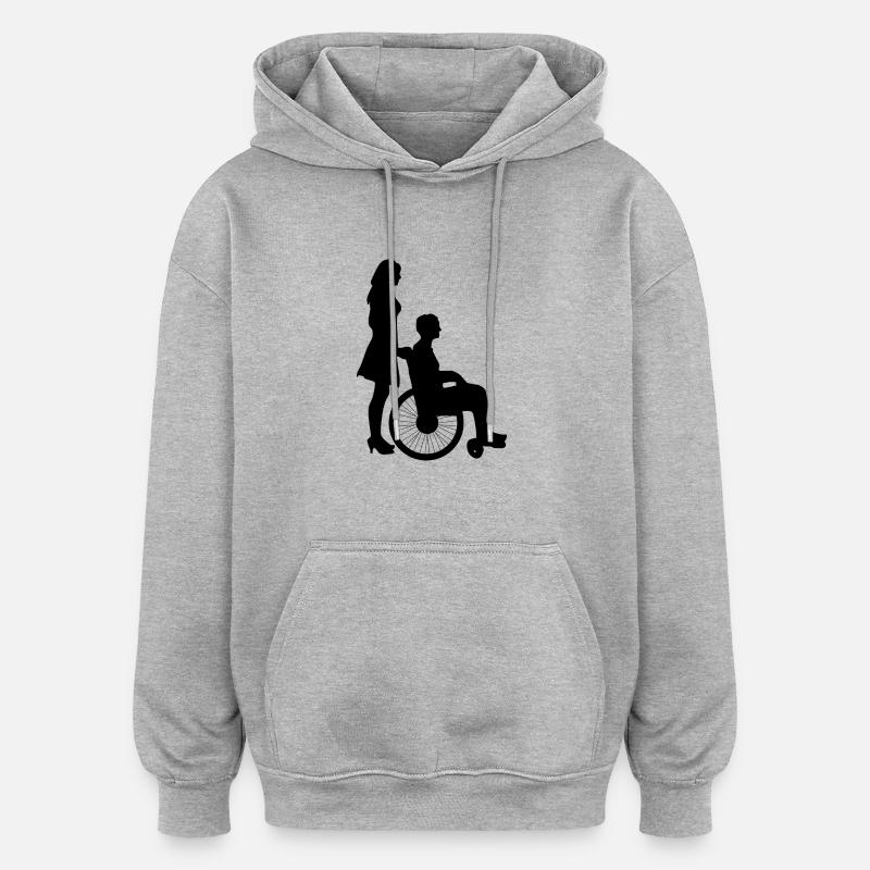 fauteuil roulant - Sweat à capuche oversize unisexe - gris chiné