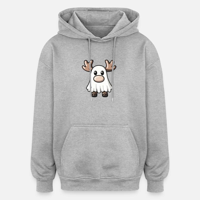 Elch Halloween Comic Geist - Oversized Unisex Hoodie - Grau meliert